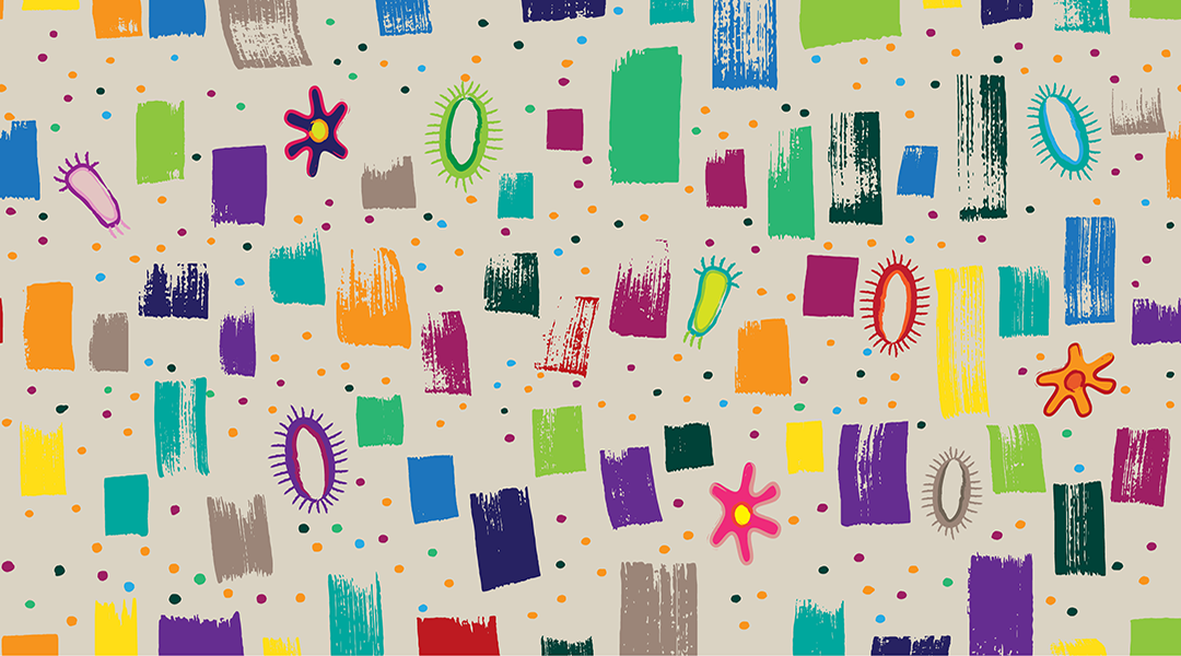 Multicoloured images representing diversity of Gut Microbiome